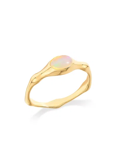 Tiramisu 14k Gold Plated Over 925 Sterling Silver Ethiopian Opal Handcrafted Ring