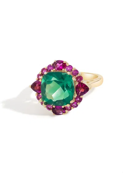Tiramisu 14k Gold Plated Over 925 Sterling Silver Green Gluorite Teal Reverie Ring