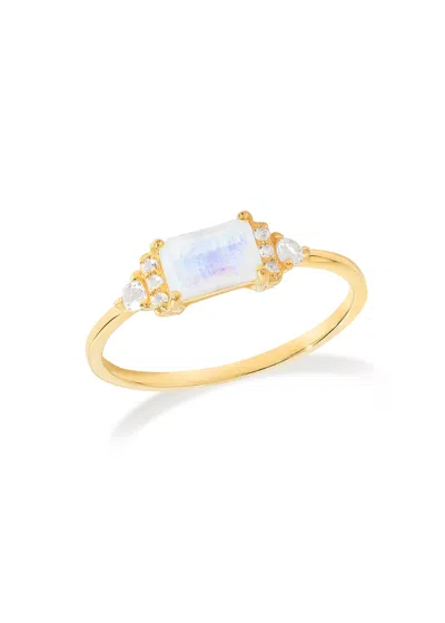 Tiramisu 14k Gold Plated Over 925 Sterling Silver Moonstone Celestial Veil Ring