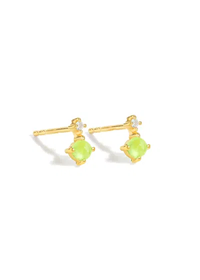 Tiramisu 14k Gold Plated Over 925 Sterling Silver Verdant Whisper Peridot Stud Earrings
