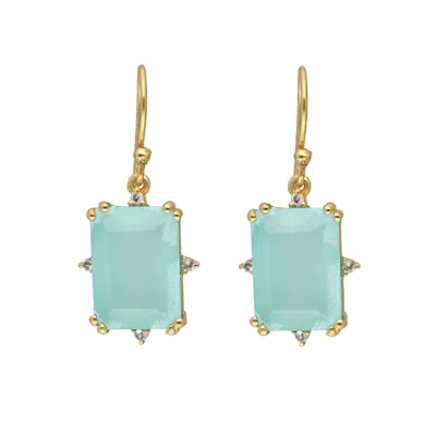 Tiramisu 14k Gold Plated Over Silver Aquachalcedony Earwire Earring