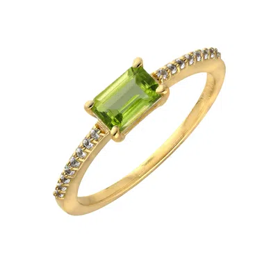 Tiramisu 14k Gold Plated Over Silver Peridot Gemstone Solitaire Ring