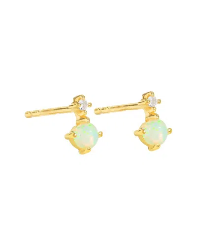 Tiramisu 14k Over Silver 0.12 Ct. Tw. Gemstone Drop Earring In Gold