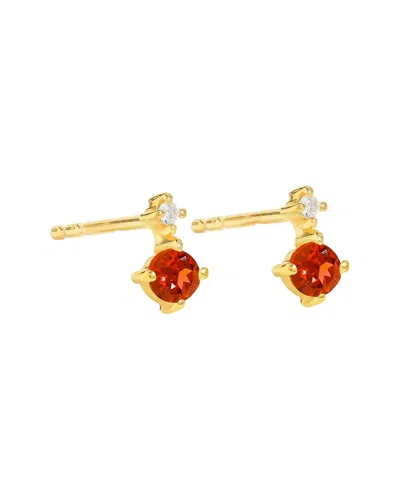 Tiramisu 14k Over Silver 0.14 Ct. Tw. Gemstone Drop Earring In Red