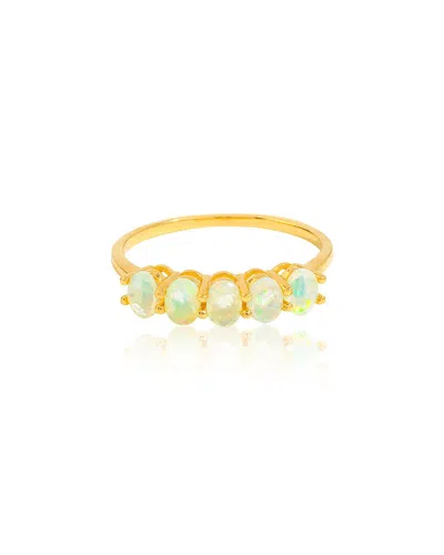 Tiramisu 14k Over Silver 0.59 Ct. Tw. Ethiopian Opal Ring In Gold