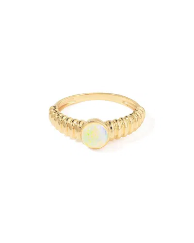 Tiramisu Sculpted 14k Gold Plated Over 925 Sterling Silver Ring With Opal Textured Elegance