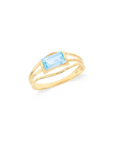 Tiramisu 14k Gold Plated Over 925 Sterling Silver Blue Topaz Split-shank Serenity Ring