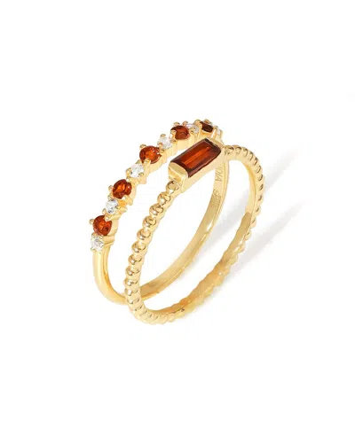 Tiramisu 14k Over Silver 0.64 Ct. Tw. Gemstone Solitaire Ring In Brown