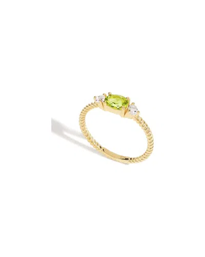 Tiramisu 14k Gold Plated Over 925 Sterling Silver Peridot Twist Band Ring