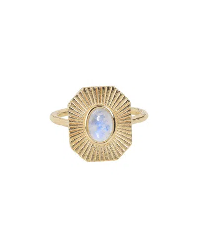 Tiramisu 14k Over Silver 0.90 Ct. Tw. Rainbow Moonstone Ring In Gold