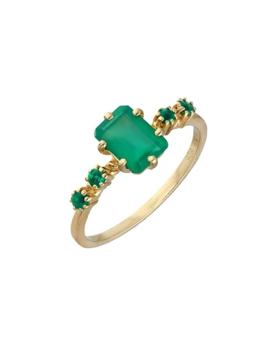 Tiramisu 14k Over Silver 1.03 Ct. Tw. Green Onyx Ring In Gold