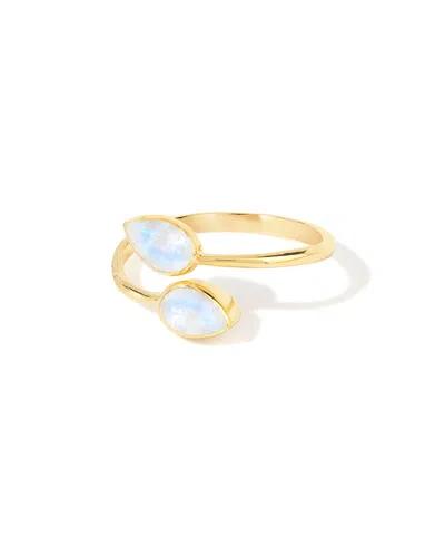 Tiramisu 14k Gold Plated Over 925 Sterling Silver Moonstone Open Bypass Ring