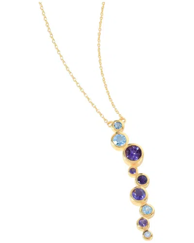 Tiramisu 14k Over Silver 1.14 Ct. Tw. Gemstone Drop Necklace In Gold