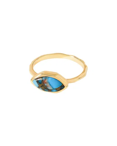 Tiramisu 14k Over Silver 1.28 Ct. Tw. Blue Dahlia Turquoise Solitaire Ring In Gold