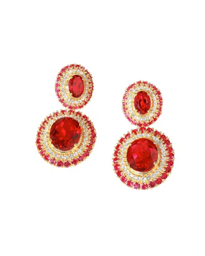 Tiramisu 14k Over Silver 16.25 Ct. Tw. Lab-grown Gemstone Drop Earrings In Red