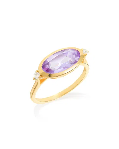 Tiramisu 14k Gold Plated Over 925 Sterling Silver Pink Amethyst Elegance Ring