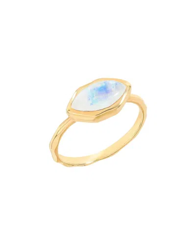 Tiramisu 14k Over Silver 2.10 Ct. Tw. Rainbow Moonstone Solitaire Ring In Gold