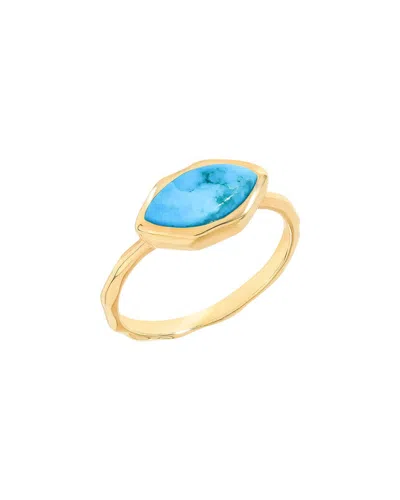 Tiramisu 14k Over Silver 2.20 Ct. Tw. Natural Turquoise Solitaire Ring In Blue