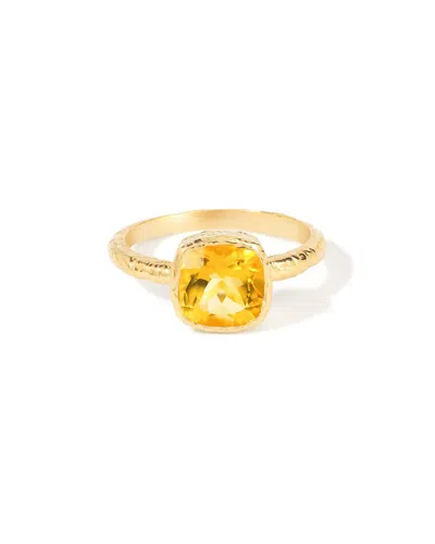 Tiramisu 14k Gold Plated Over 925 Sterling Silver Citrine Textured Ring