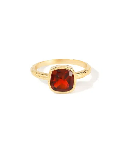 Tiramisu 14k Gold Plated Over 925 Sterling Silver Garnet Textured Ring