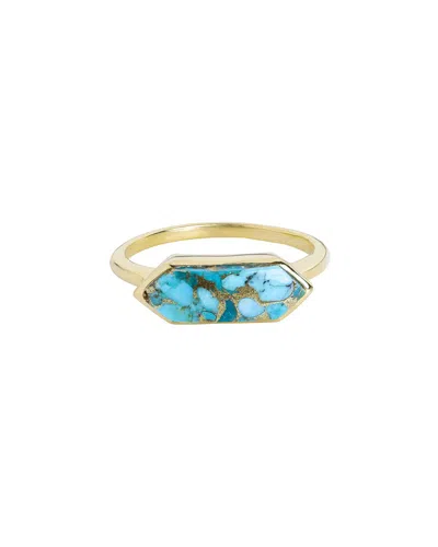 Tiramisu 14k Over Silver 2.39 Ct. Tw. Blue Copper Turquoise Ring In Gray