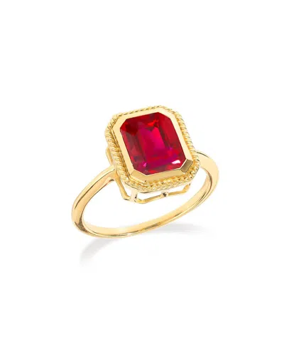 Tiramisu 14k Over Silver 2.93 Ct. Tw. Lab-grown Ruby Solitaire Ring In Gold