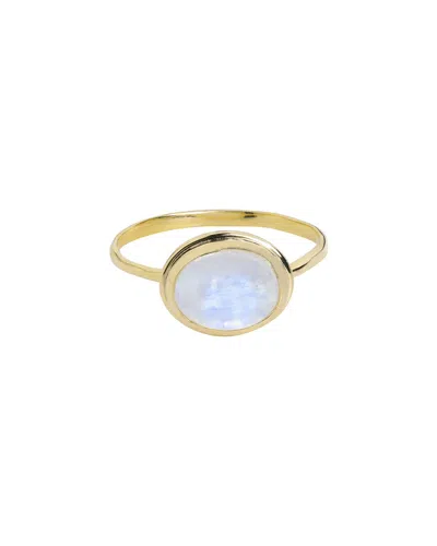 Tiramisu 14k Over Silver 3.36 Ct. Tw. Rainbow Moonstone Ring In Gold