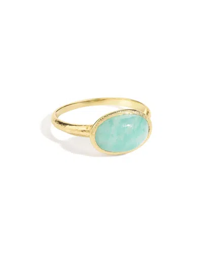 Tiramisu 14k Over Silver 3.50 Ct. Tw. Amazonite Solitaire Ring In Blue