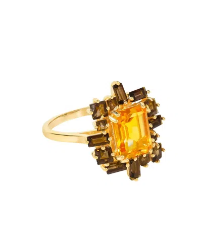 Tiramisu 14k Over Silver 4.00 Ct. Tw. Gemstone Solitaire Ring In Gold