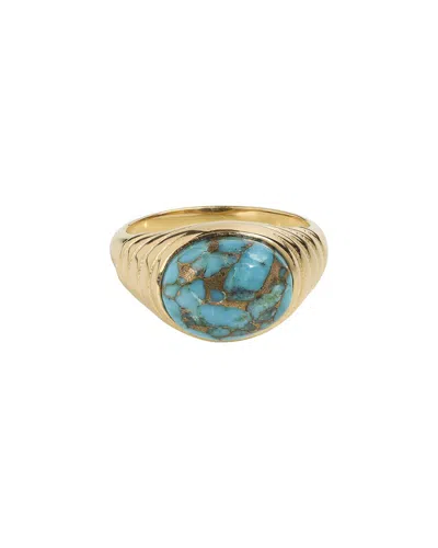 Tiramisu 14k Over Silver 5.30 Ct. Tw. Blue Copper Turquoise Ring In Gold