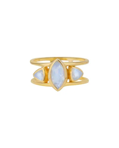 Tiramisu 14k Over Silver Rainbow Moonstone Ring