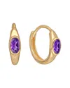 Tiramisu 14k Plated 0.60 Ct. Tw. Amethyst Huggie Earrings