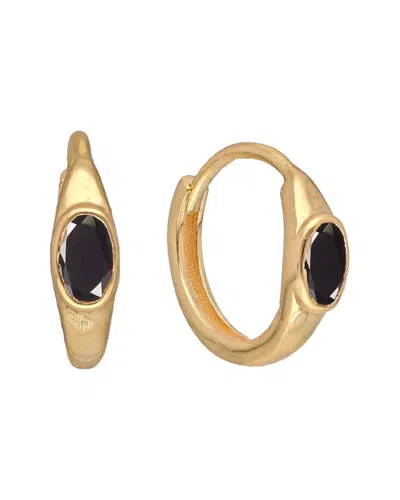 Tiramisu 14k Plated 0.60 Ct. Tw. Black Onyx Huggie Earrings In Gold
