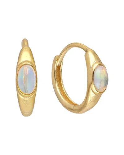 Tiramisu 14k Plated 0.60 Ct. Tw. Ethiopian Opal Huggie Earrings