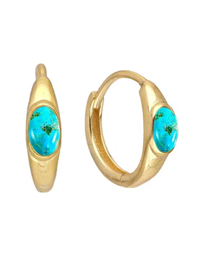 Tiramisu 14k Plated 0.60 Ct. Tw. Mohave Turquoise Huggie Earrings In Multi
