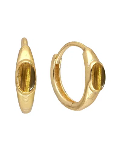 Tiramisu 14k Plated 0.60 Ct. Tw. Tiger Eye Huggie Earrings In No Color