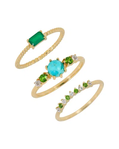 Tiramisu 14k Plated 1.14 Ct. Tw. Gemstone Ring Set In Multi