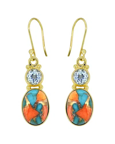 Tiramisu 14k Plated 13.20 Ct. Tw. Gemstone Earrings In Multi