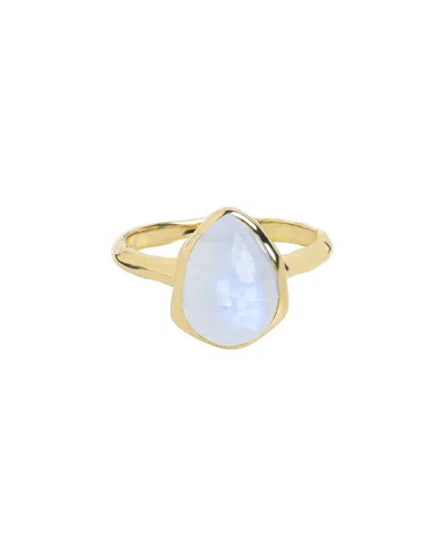 Tiramisu 14k Plated 3.25 Ct. Tw. Rainbow Moonstone Ring In Gold