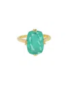 Tiramisu 14k Plated 5.24 Ct. Tw. Emerald Doublet Quartz Ring