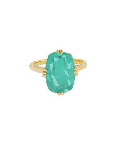 TIRAMISU TIRAMISU 14K PLATED 5.24 CT. TW. EMERALD DOUBLET QUARTZ RING
