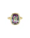 Tiramisu 14k Plated 5.80 Ct. Tw. Rainbow Mystic Quartz Ring