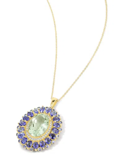 Tiramisu 14k Plated 6.17 Ct. Tw. Green Amethyst In Gold