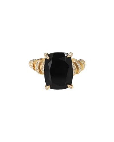 TIRAMISU TIRAMISU 18K OVER SILVER 10.65 CT. TW. BLACK ONYX, WHITE TOPAZ RING