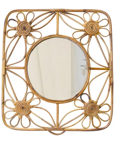 Tiramisu 24in Rattan Cane Wall Mirror Home Decor