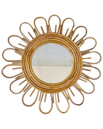 Tiramisu 25in Handmade Rattan Cane Flower Wall Mirror
