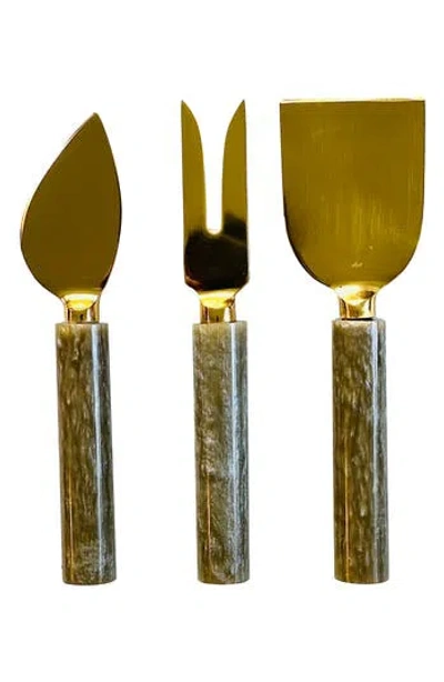 Tiramisu 3-piece Cheese Serving Set In Green