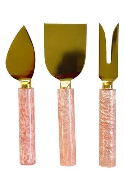 Tiramisu 3-piece Cheese Serving Set In Pink
