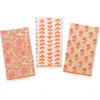 Tiramisu Marigold Block Print Cotton Kitchen Towel Set In Brown
