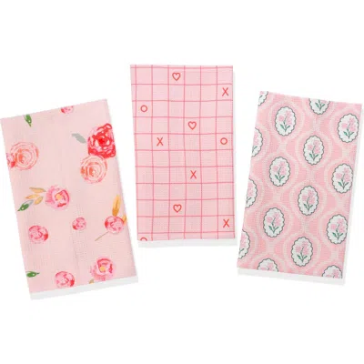 Tiramisu 3-piece Kitchen Towel Set In Pink